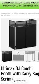 Ultimax pro dj booth with carry bag, shelves, lighting poles