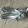 Vintage Silver Tone Metal Floral Marcasite Brooch Image 7