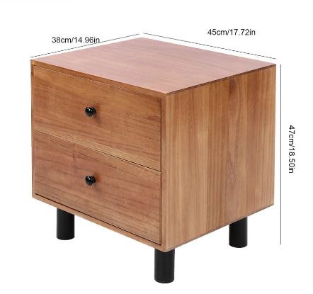 BRAND NEW 45x38x47cm Bedside Cabinet Table Night Stand Storage Nightstand with Two Drawers for Living Room Bedroom
