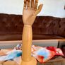 Antique Articulated Wooden Hand Arm Decorative from the Dents Glove Factory Worcester England Image 3