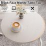Round Coffee Table for Living Room,Nest of Tables Set of 2,White Center Tea Table with Metal Frame, End Side table for Small Space/Living Room/Bedroom, White, 60 x 60 x 50cm Image 4