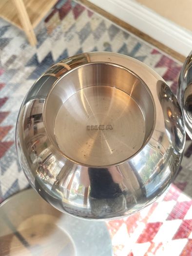 Pair of Vintage 90's Ikea Aluminium Nassjo Sphere Candle Holders