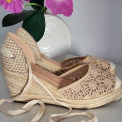 Boutique canvas and lace wedges Sz 40 (Fit 6 - 6.5 UK)