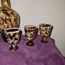 1950's French glazed ceramic wine jug and goblets Image 3