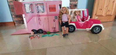 Our Generation Trailer, Horse, Jeep and dolls
