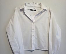 Jane Lushka White Ann Blouse Cropped Cut Out Back Cotton Shirt S