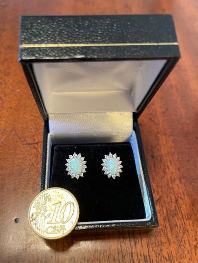 Stunning pair of Fire Opal Stud Earrings