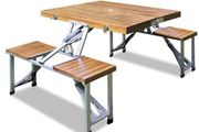 Foldable Aluminium Camping Table Suitcase with Chairs,