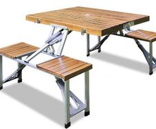 Foldable Aluminium Camping Table Suitcase with Chairs,