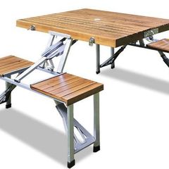 Foldable Aluminium Camping Table Suitcase with Chairs,