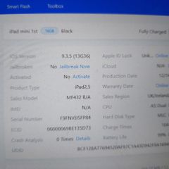 Apple Ipad Mini 1st, 16GB, Activation Locked, for parts or repair, 99% Battery Life
