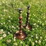 Antique English Oak Candlesticks Image 3