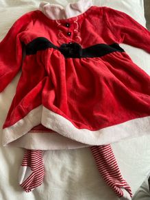 Christmas Santa dress &; tights 9-12m