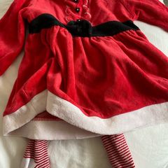 Christmas Santa dress &; tights 9-12m