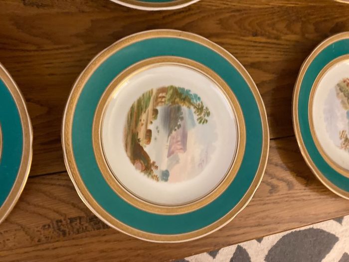 Price drop hand painted  Irish scenes of Ireland vintage  Rare set of Victorian hand painted dessert plates Irish landscape scenes