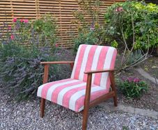 Newly Reupholstered Striped Accent Armchair
