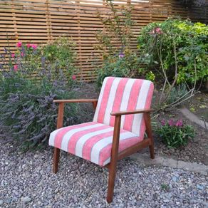 Newly Reupholstered Striped Accent Armchair