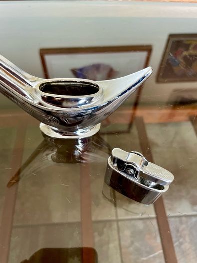 Rare Uber Vintage Retro Lighter 1960s Chrome Steel with Art Deco Geometric Design