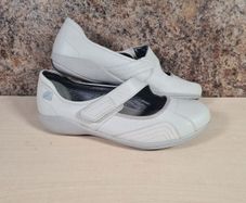 womens CLARKS FLEXLIGHT leather Shoes slip on velcro fastened mary jane style Size UK 6 D EU 39