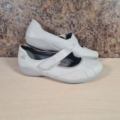 womens CLARKS FLEXLIGHT leather Shoes slip on velcro fastened mary jane style Size UK 6 D EU 39