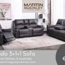 New Nando Full Sofa Set 3+1+1 Grey Fabric Image 2