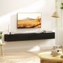 180cm Floating TV Stand, Wall Mount TV Unit with Cable Management Hole, Fits up to 72" TV, Black Image 6