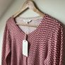 Part Two Chevron Knit Cardigan Sweater Red & Cream New With Tags (Size L) Image 2