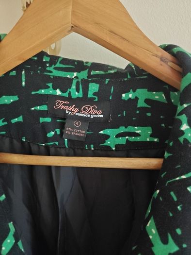Trashy Diva by Candice Gwinn Vintage Style Green & Black Midi Dress
