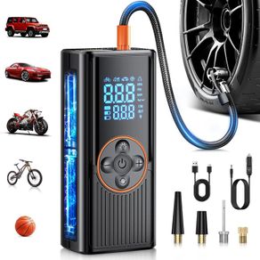 Inflator Air Compressor 8000mah, 150PSI Cordless Car Tyre Inflator, Portable USB Rechargeable Electric Bike Pump with Digital Display & LED Light, Auto Shutoff, for Car, Motorcycle, Bike, Ball