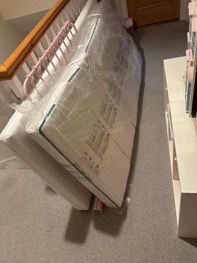 IKEA Pink Minnen Extendable Kids Bed and Mattress