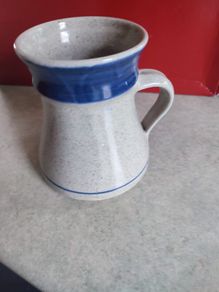 Handcrafted Blue Gray Glazed Art Studio Pottery Tall Mug AS Flower VASE