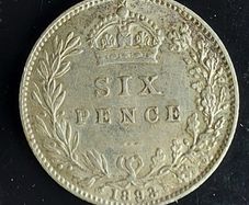 England  1898 Victoria Sixpence Coin A/Unc condition