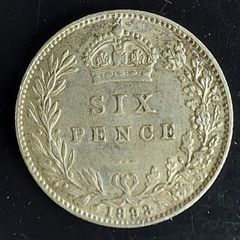 England  1898 Victoria Sixpence Coin A/Unc condition