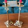 Pair of Tall Art Nouveau Inspired Candlestick Holders Circa Solid Brass Image 4