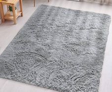 FREE EXPRESS SHIPPING Grey Area Rugs for Bedroom Anti Slip - Modern Super Soft Thick Pile Small Fluffy Shaggy Rug Non Shedding