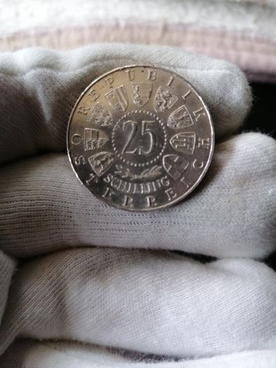 1957 Austria Silver 25 Schilling Coin