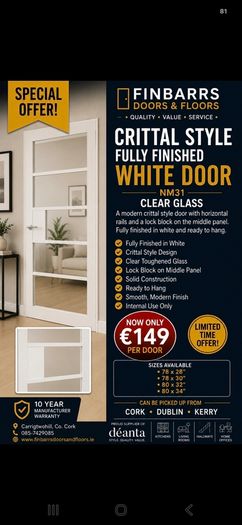 Deanta White Crittal Clear Glass