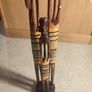 3 Vintage Hand Carved African Pencil Thin Tall Hand Painted Figures 12.5" Image 4