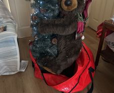 Christmas Bear and baby Bear decoration Vintage on a wooden base classic