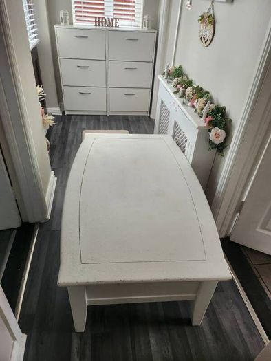 large wooden coffee table