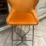 Set of 4 Orange Velvet Bar Stools Image 2