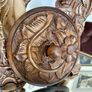 Vintage French Hand Carved Round Lidded Wooden Box Jewellery Box Image 8