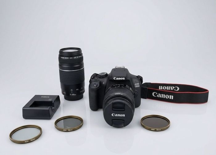 Canon EOS 1300D (Rebel T6) DSLR Kit - 2 Lenses (18-55mm + 75-300mm), Filters & Bag