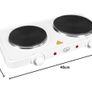 Electric Twin Hob Hot Plate with Temperature Control/Set of 1000W & 1500W Hobs / 5 Temperature Settings/Portable, Ideal for Cooking While Travelling, White Image 3