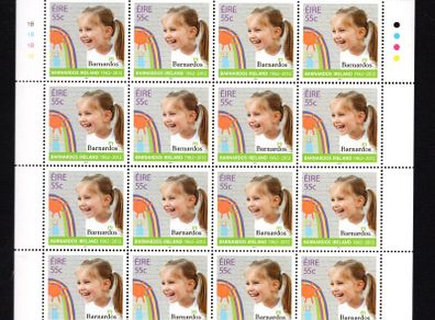 2012 Ireland Barnardo's Ireland Commemorative Stamp Sheetlet Plate 1B1B1B1B Mint Never Hinged (MNH)