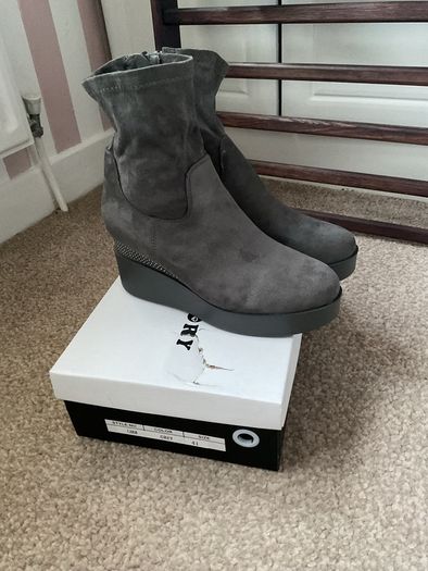 boots grey suede effect wedge sock boots size 41