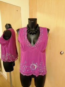 Women's Top Fushia Sequined Evening Wear