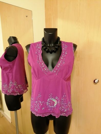 Women's Top Fushia Sequined Evening Wear