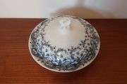 Fabulous Antique Blue and White Lidded Muffin Dish by Royal Worcester in a Beautiful Acanthus Leaf Pattern, Dated 1901, See Condition Report