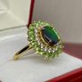 Ammolite, Tsavorite Garnet White Zircon Ring Image 3